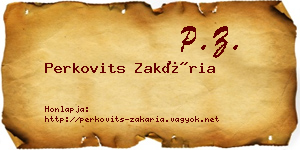 Perkovits Zakária névjegykártya